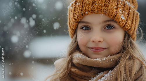 Girl rejoices at the arrival of winter, the change of seasons, childhood, carelessness 