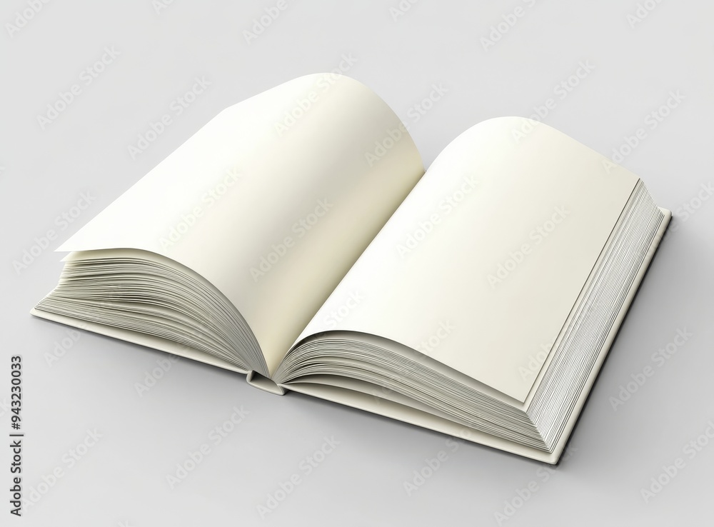 The mockup is an isolated white open magazine rendered in grey 3D The mockup is an isolated white open magazine rendered in grey 3D