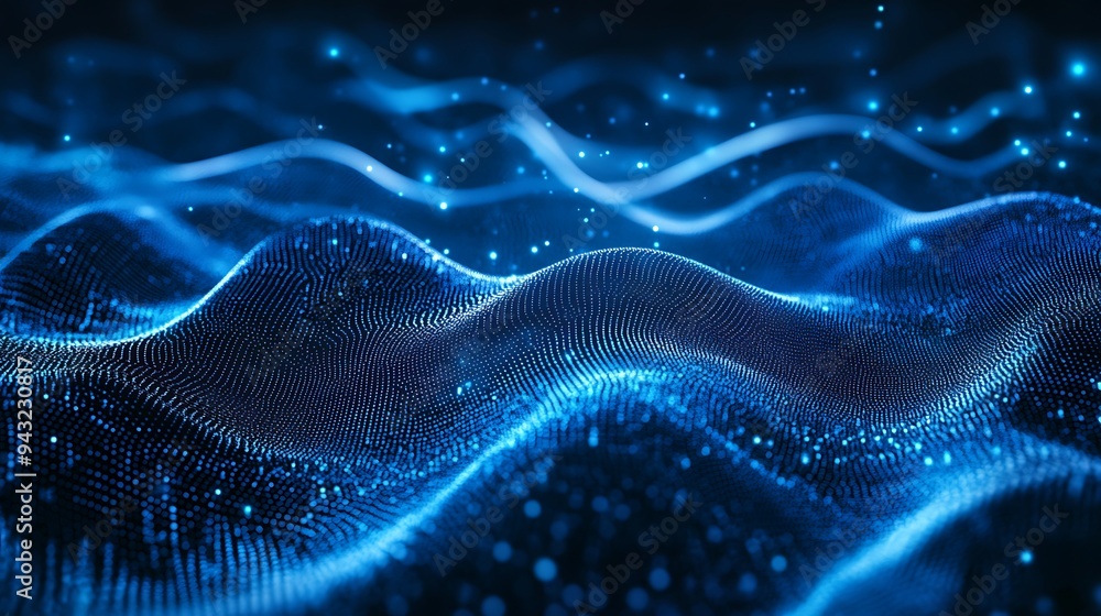 Abstract Blue Wave of Light and Particles Abstract Blue Wave of Light and Particles