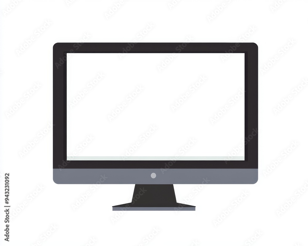 This mockup shows an empty computer screen on a white background. This mockup shows an empty computer screen on a white background.