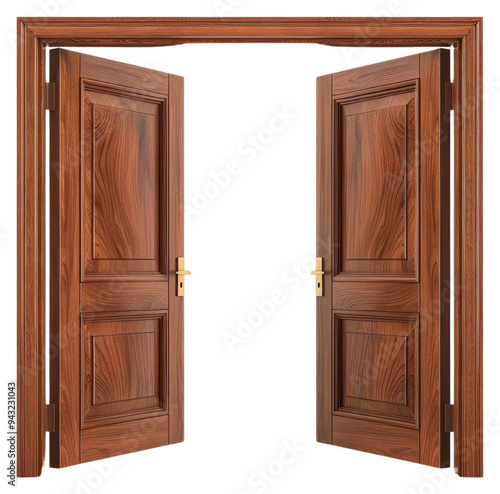 PNG Elegant wooden double doors open photo