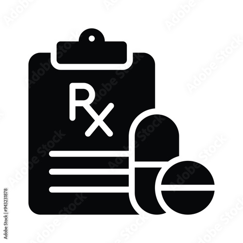 Medical prescription with medicine, modern vector style of medical record