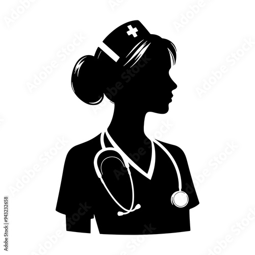 Female doctor vector illustration on white background, doctor silhouette, doctor vector icon