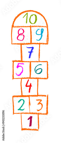Hopscotch Kids Game Crayon Chalk Drawing