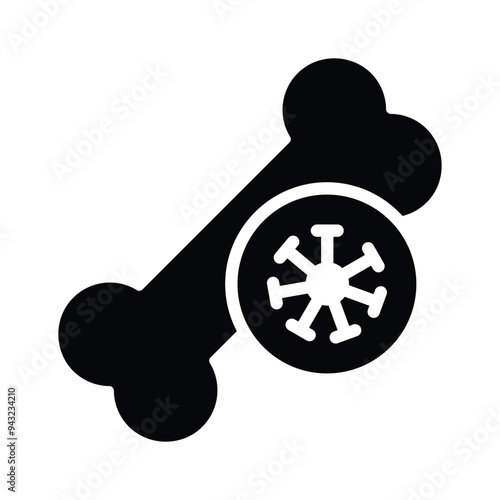Icon of a bone with a virus, symbolizing infected or diseased bone
