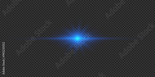 Blue horizontal light effect of lens flares