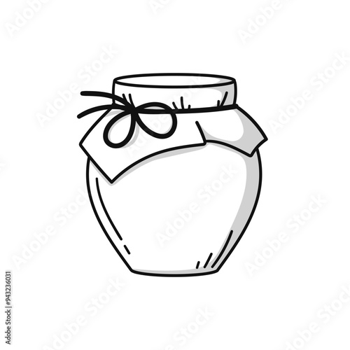 Jar of jam, honey hand drawn in doodle style