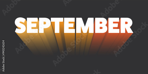 Bold 3D September Typography or Banner Design with Gradient Effect. Colors: Red, Orange, Brown
