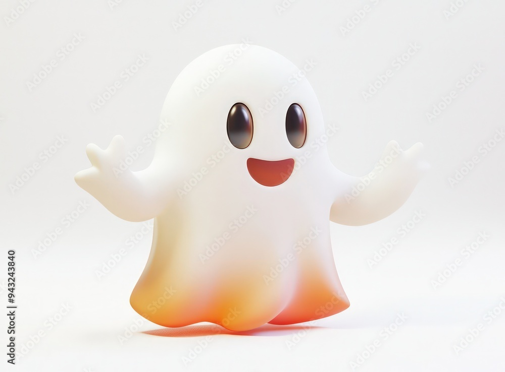 Bright and cheerful 3D ghost vector icon for Halloween, cartoon style. Bright and cheerful 3D ghost vector icon for Halloween, cartoon style.