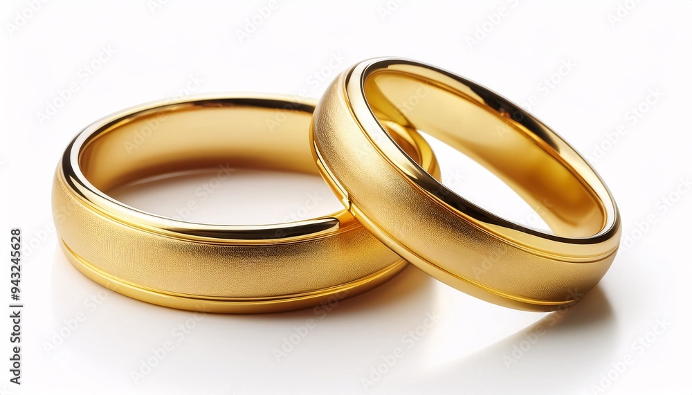 Wedding rings. Two Gold Wedding Rings on White Background. Wedding rings. Two Gold Wedding Rings on White Background.