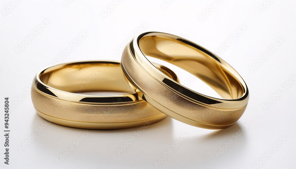 Wedding rings. Two Gold Wedding Rings on White Background. Wedding rings. Two Gold Wedding Rings on White Background.