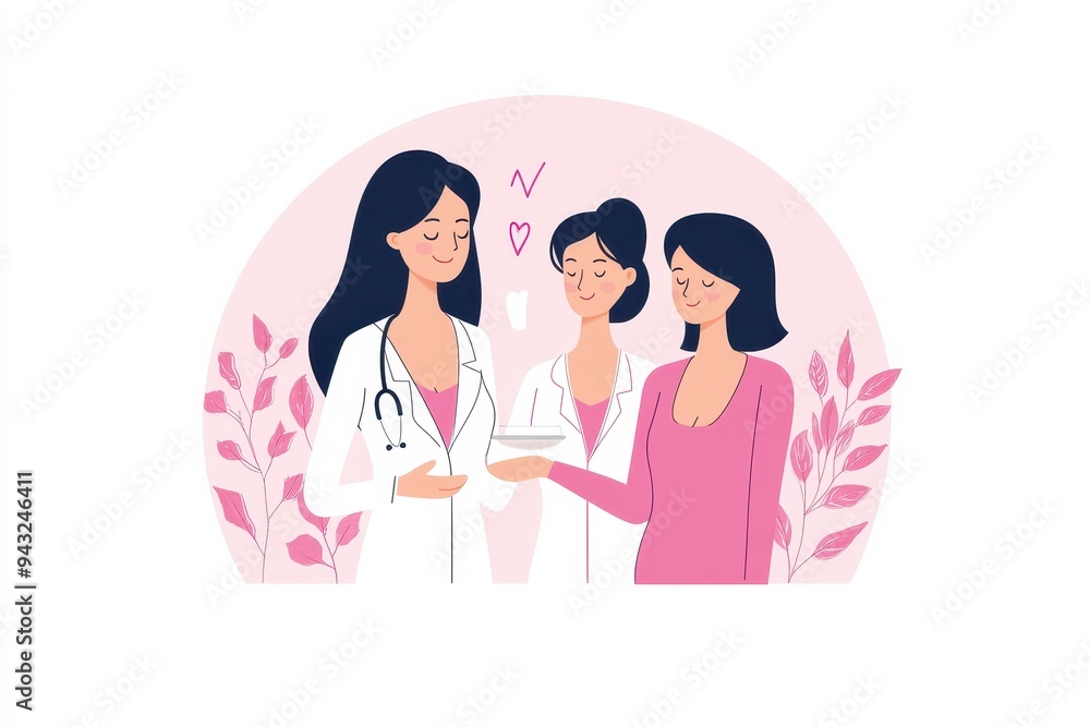 Breast Self-Exam Illustration: A detailed, yet tasteful illustration showing the steps of a breast self-exam. The image should be informative, with clear labeling and a simple, clean design, focusing Breast Self-Exam Illustration: A detailed, yet tasteful illustration showing the steps of a breast self-exam. The image should be informative, with clear labeling and a simple, clean design, focusing