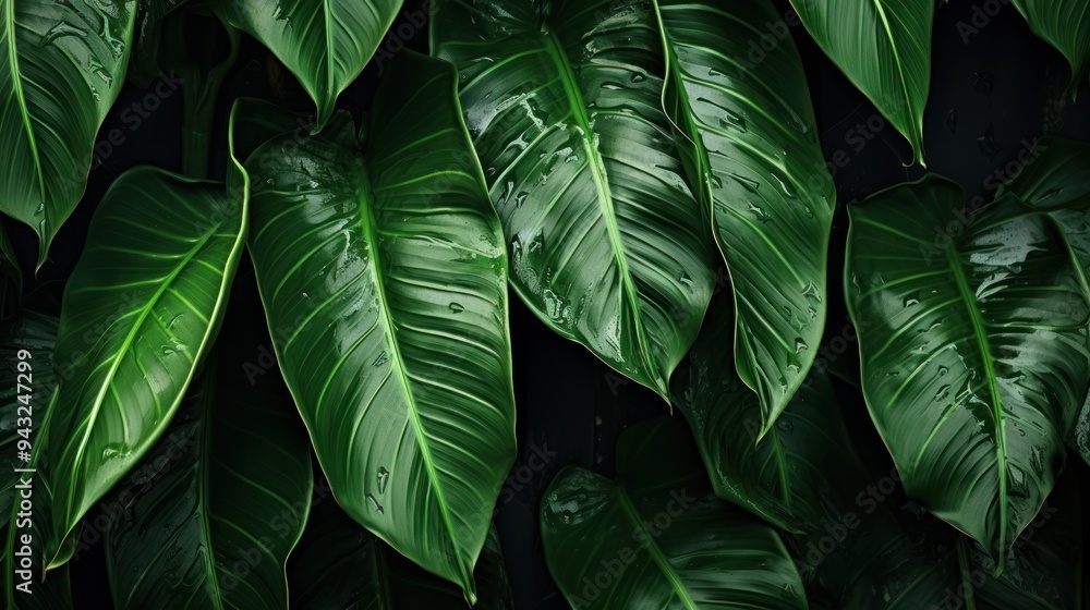 textured dark green tropical foliage textured dark green tropical foliage
