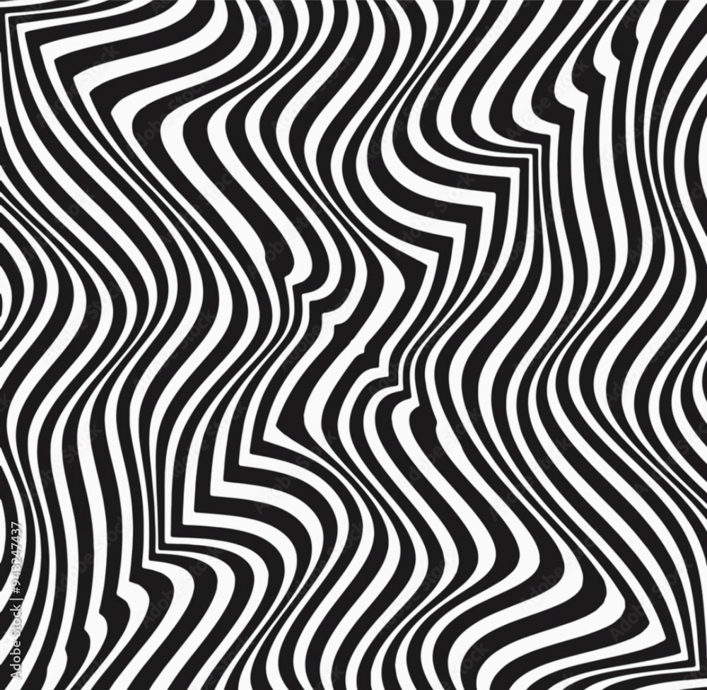 Line art optical .Wave design black and white. Digital image with a psychedelic stripes. Argent base for website, print, basis for banners, wallpapers, business cards, brochure, banner Line art optical .Wave design black and white. Digital image with a psychedelic stripes. Argent base for website, print, basis for banners, wallpapers, business cards, brochure, banner