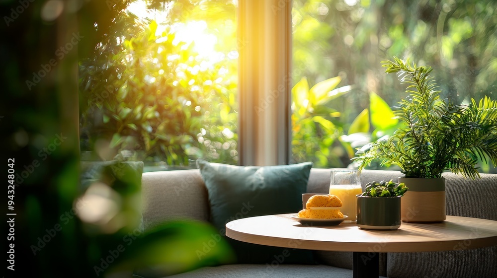A cozy breakfast nook with a small table, cushioned seating, and a bay window A cozy breakfast nook with a small table, cushioned seating, and a bay window