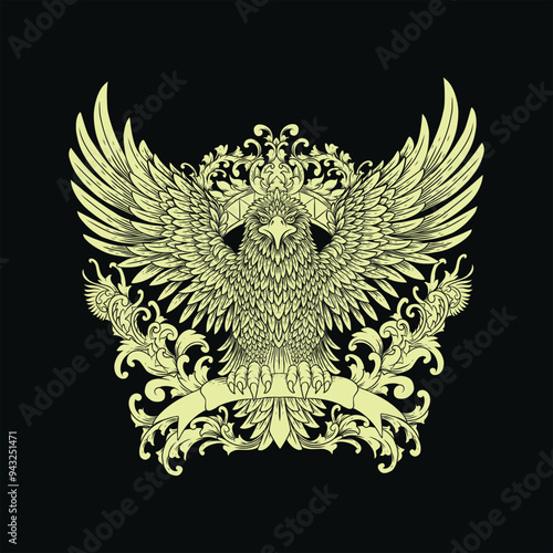 garuda indonesia with carving and gripping ribbon