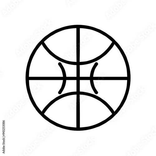 This visual features a straightforward line illustration of a basketball, capturing its well-known design on a clean backdrop, emphasizing clarity and simplicity