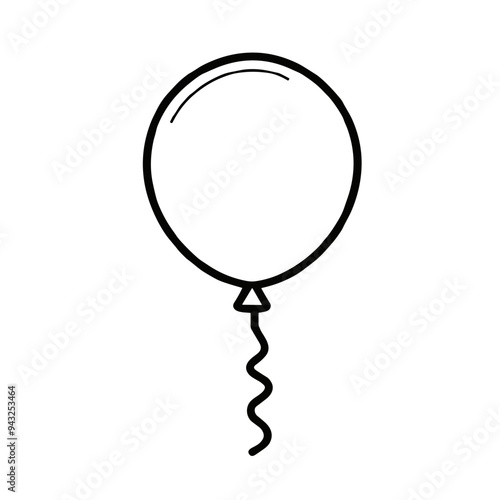 A single balloon with a curly string floats gently, representing joy and celebration, often used for birthdays, parties, and special gatherings