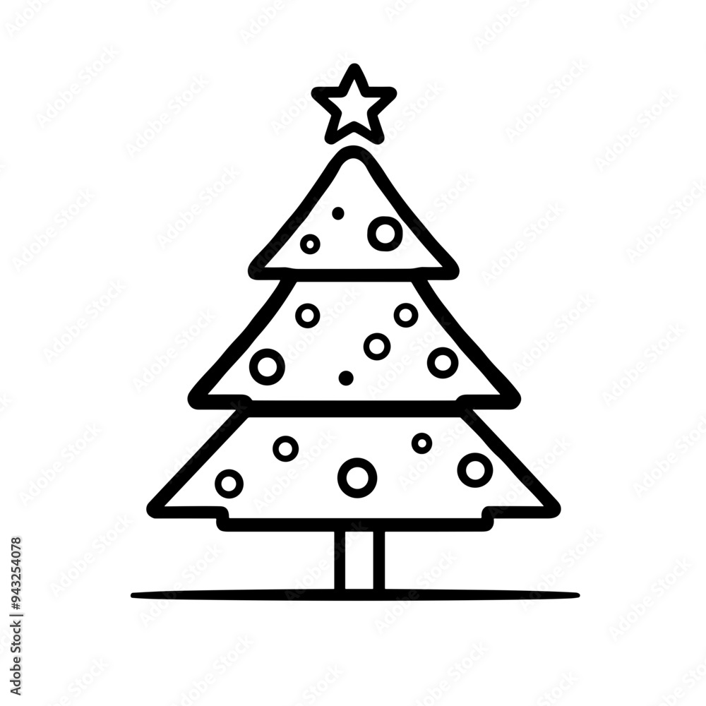 A minimalist design showcases a Christmas tree adorned with circular ornaments and a star at the top, symbolizing holiday cheer and decoration A minimalist design showcases a Christmas tree adorned with circular ornaments and a star at the top, symbolizing holiday cheer and decoration