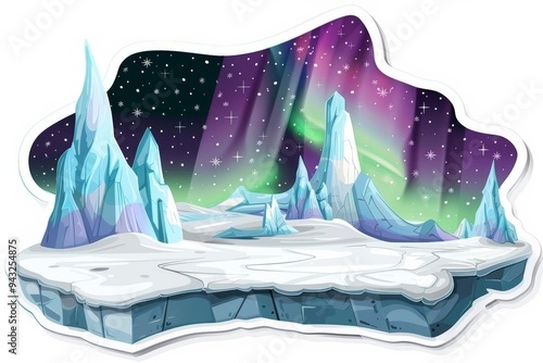 A magical icy landscape under the night sky