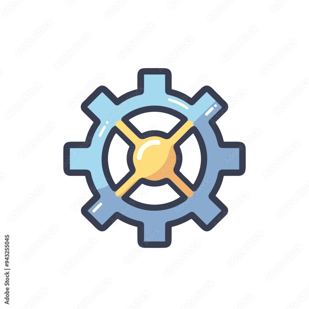 A sleek gear icon is highlighted with a blend of blue and yellow, embodying efficiency and precision in design, perfect for tech and engineering themes A sleek gear icon is highlighted with a blend of blue and yellow, embodying efficiency and precision in design, perfect for tech and engineering themes