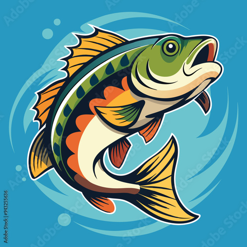 colourful bass fish vector illustration