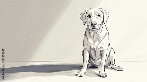 Cartoonized Labrador Retriever with Playful Expression in Large Image
