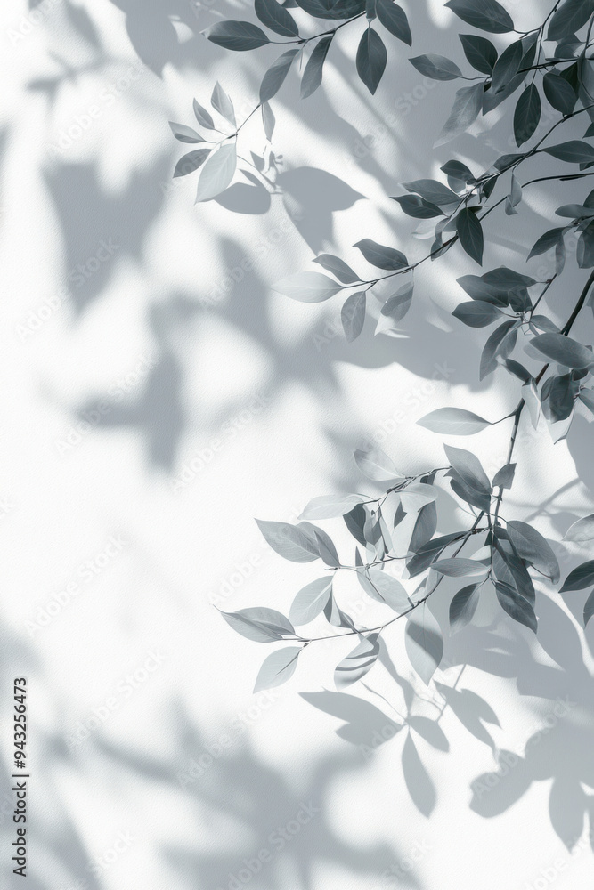 Willow Tree Shadow, Gray shadows of willow tree leaves cast on a white wall, creating a peaceful and neutral nature background with space for text or designs Willow Tree Shadow, Gray shadows of willow tree leaves cast on a white wall, creating a peaceful and neutral nature background with space for text or designs