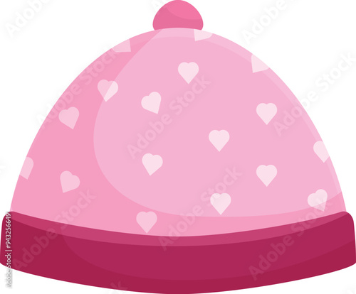 Pink woolen hat featuring white hearts, designed to keep babies warm and stylish during the winter months