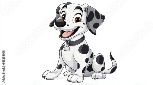 Cartoonized Dalmatian Dog Sitting Playfully in Spotted Fur - Cute Animal Image