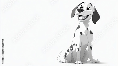 Cartoonized Dalmatian with Spotted Coat Sitting Playfully - Adorable Dog Image