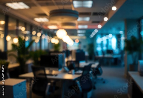 Wallpaper Mural At night beautiful Abstract blurred office interior room. blurry working space with defocused effect, ai Torontodigital.ca