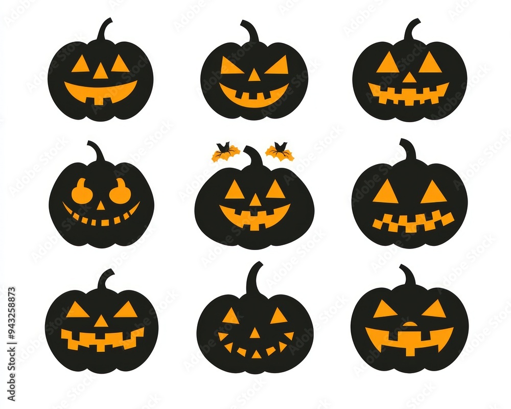 Designer-ready Halloween pumpkin face vectors, perfect for creative projects. Designer-ready Halloween pumpkin face vectors, perfect for creative projects.