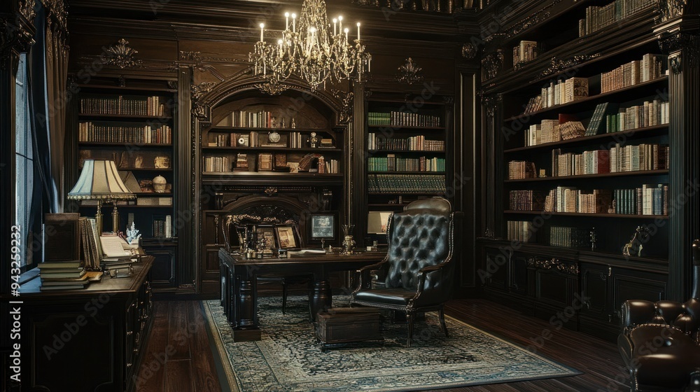 Elegant Dark Wood Library Elegant Dark Wood Library