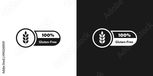 Gluten free icon. 100% gluten free product. No gluten sticker, label, badge, emblem, stamp for food packaging. Healthy and organic food. Vector
