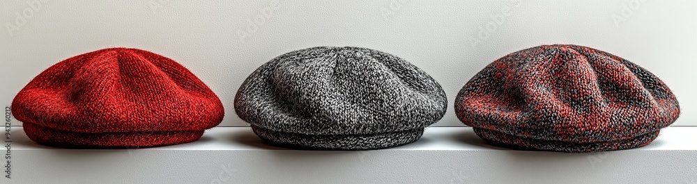 Style collection of fashionable men's floppy, newboy and beret hats, in different colors and styles, with white transparent background for cold weather clothing Style collection of fashionable men's floppy, newboy and beret hats, in different colors and styles, with white transparent background for cold weather clothing