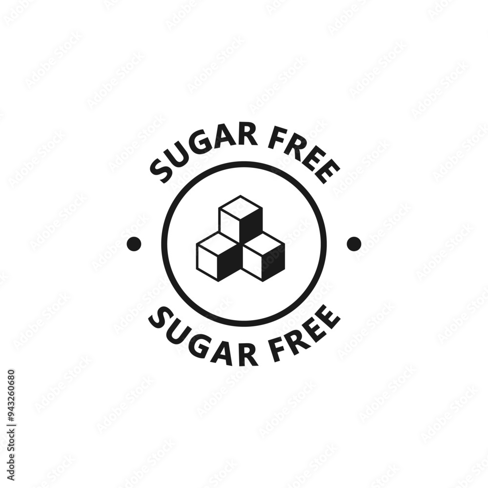 Sugar free icon. Sugar free circle sticker, emblem, label or food badge. No sugar sign for product packaging. Vector illustration Sugar free icon. Sugar free circle sticker, emblem, label or food badge. No sugar sign for product packaging. Vector illustration