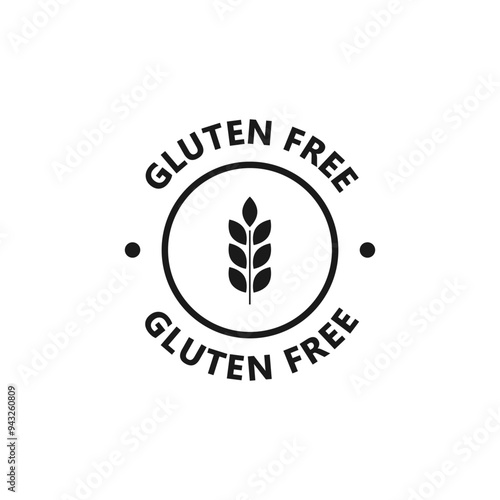 Gluten free icon. 100% gluten free product. No gluten sticker, label, badge, emblem, stamp for food packaging. Healthy and organic food. Vector illustration