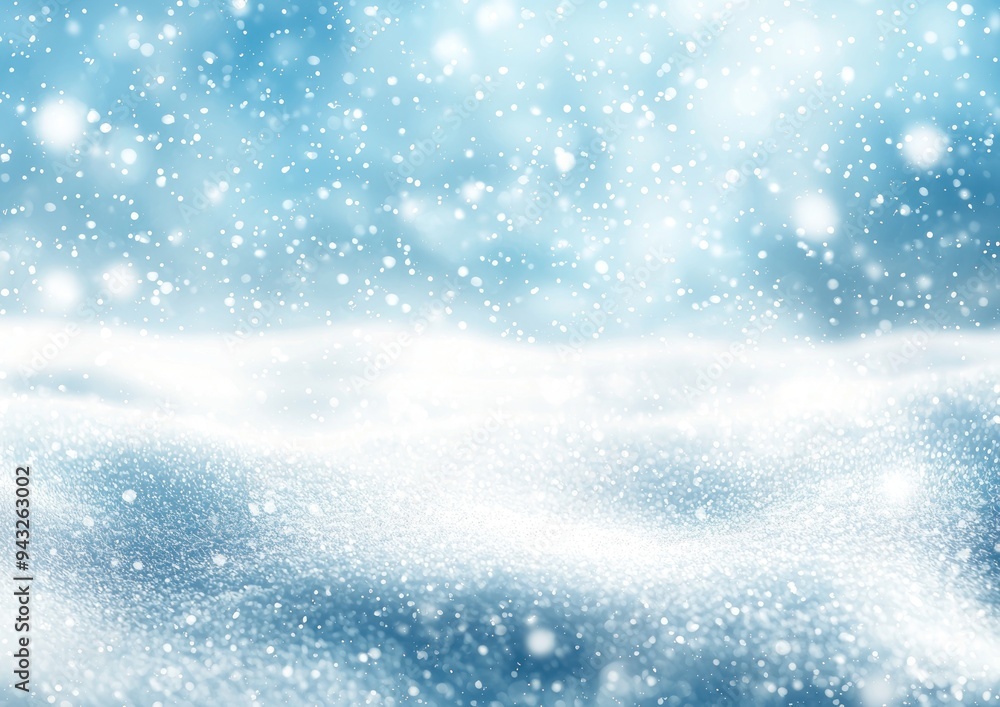 Fototapeta premium Winter snowfall on snow-covered landscape with a bright blue sky Generative AI