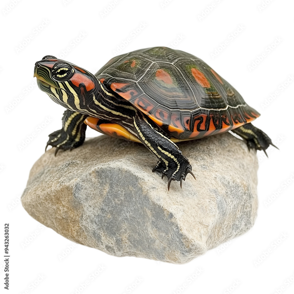 Obraz premium The photo of a Painted Turtle (Chrysemys picta), isolated on white