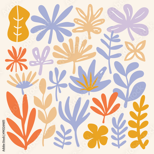 Wallpaper Mural Groovy abstract flower art set. Organic doodle shapes in trendy naive retro . Floral botanical vector illustration . Torontodigital.ca