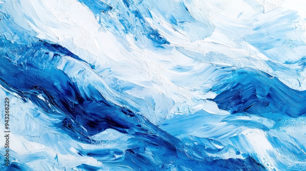 Obraz premium Layered blue paper waves abstract ocean design Generative AI