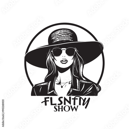 Girl with hat stock image vector. Glamour in Focus The Hat and Sunglasses Showcase of Elegant Women’s Fashion image vector