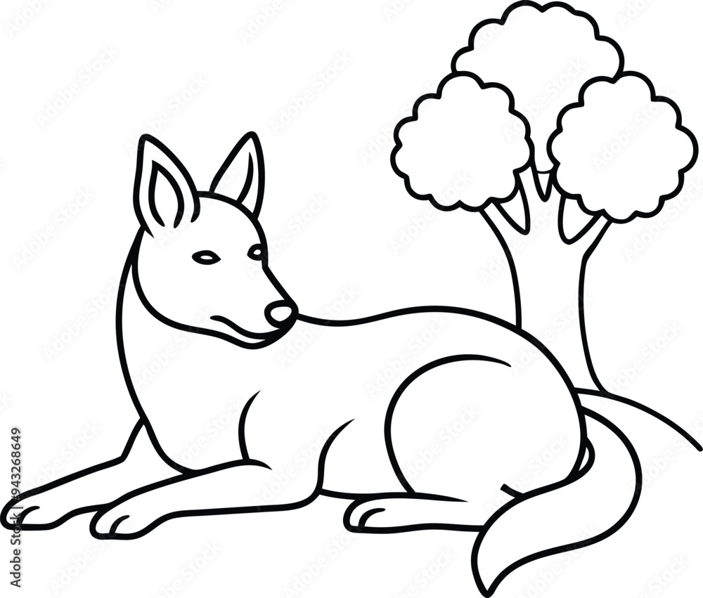 Relaxing dingo in a cute line art style perfect for kids to color and enjoy a fun artistic activity
Relaxing dingo in a cute line art style perfect for kids to color and enjoy a fun artistic activity