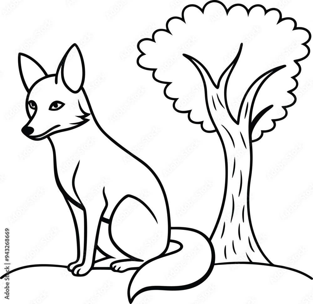 Kids can color this resting dhole with distinctive markings in line art