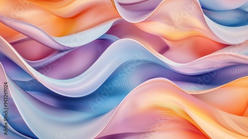 Vibrant multicolored abstract waves with intricate lines and dynamic motion in warm and cool tones Generative AI