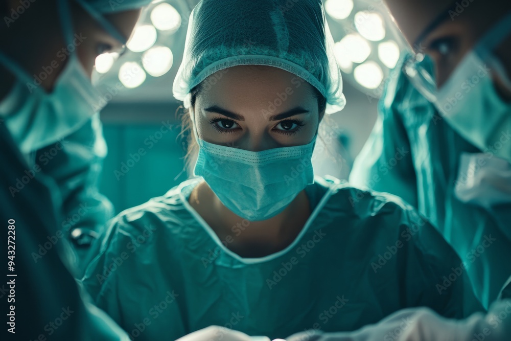 Surgeons in action during a critical operation. Focused expressions and careful precision highlight the urgency. This photo captures a real moment in the operating room. Generative AI Surgeons in action during a critical operation. Focused expressions and careful precision highlight the urgency. This photo captures a real moment in the operating room. Generative AI