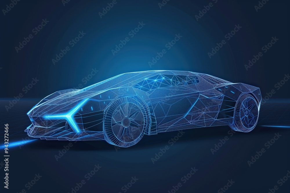 Naklejka premium X-ray images of the cars of the future, including electric cars and sedans, showing the interior and parts of the cars.. Beautiful simple AI generated image