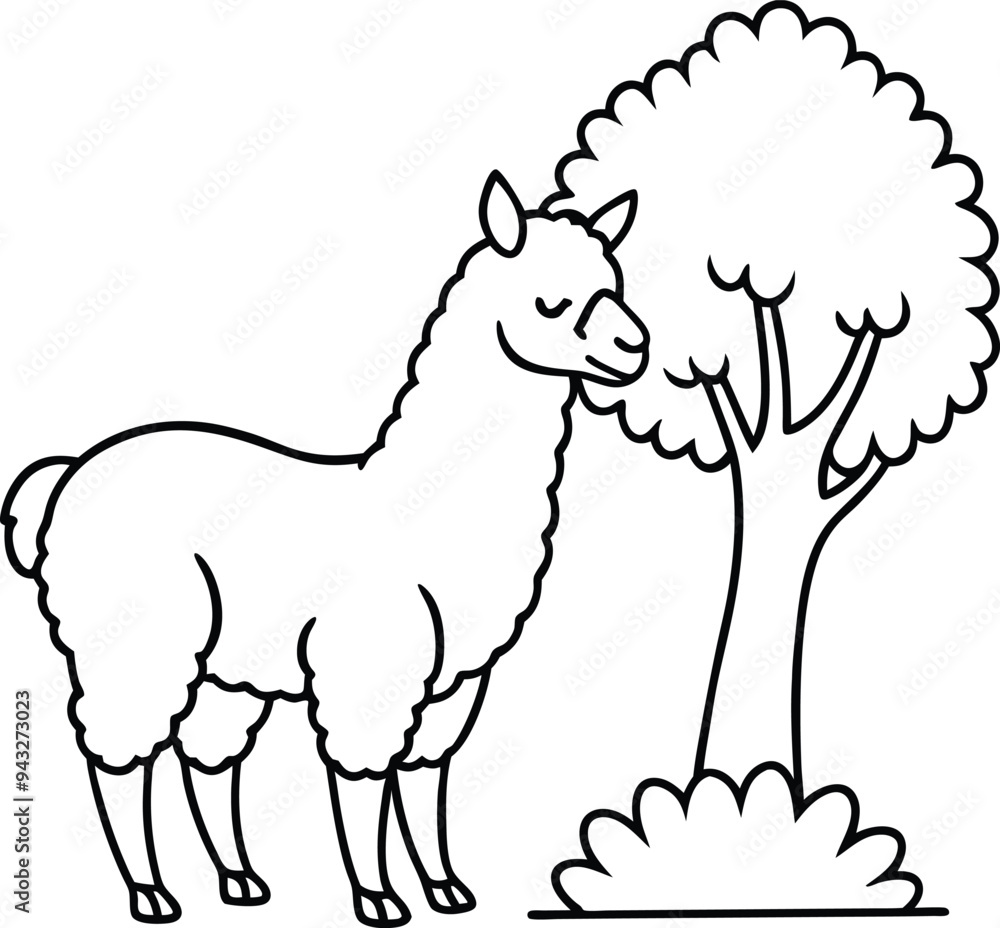 A fun alpaca line art perfect for kids' coloring books
A fun alpaca line art perfect for kids' coloring books