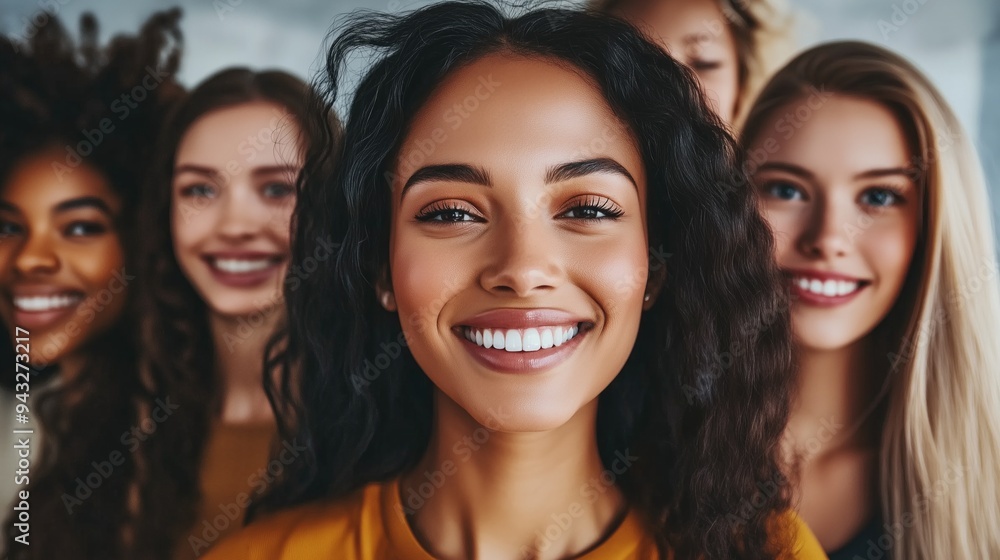 Diverse african american and caucasian model looking women portrait in the office smiling at camera with toothy smile as diversity and inclusivity concept Diverse african american and caucasian model looking women portrait in the office smiling at camera with toothy smile as diversity and inclusivity concept